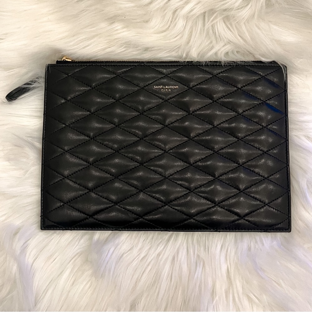 YSL Sade Zip Pouch in Carte’ Quilted Lambskin | Authentic Yves Saint Laurent